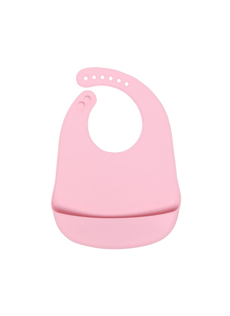 Silicone Baby Bib BPA-Free Toddler Feeding Set Light pink bib