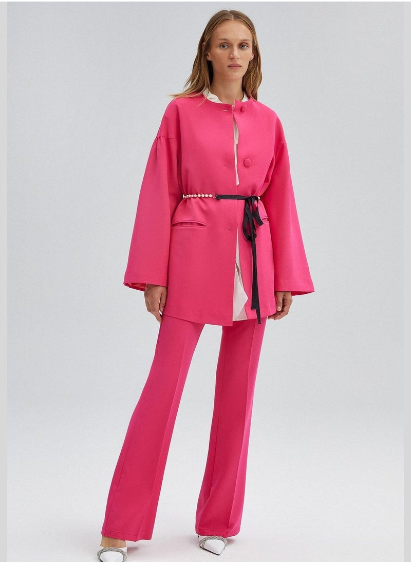 CREPE JACKET WITH FRILLED SLEEVE