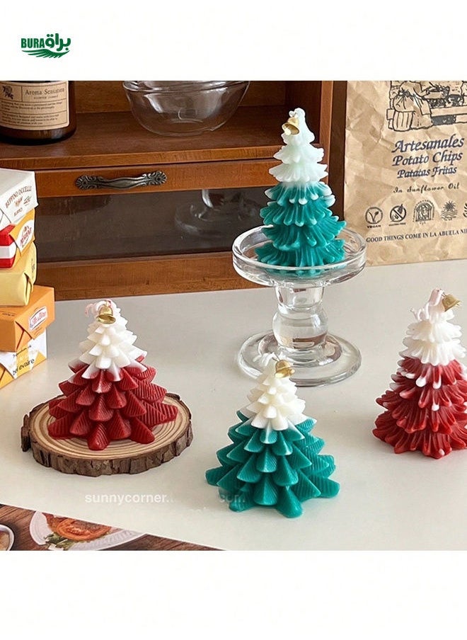 2pc Snow Top Pine Tree Scented Candle Decoration Christmas Atmosphere Scene Decoration