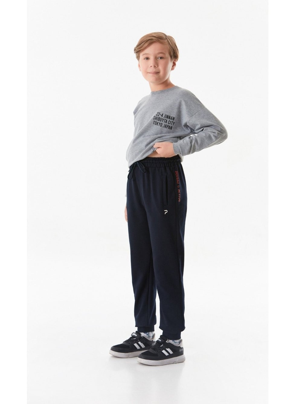 Text Printed Lace Waist Jogger Boys' Sweatpants