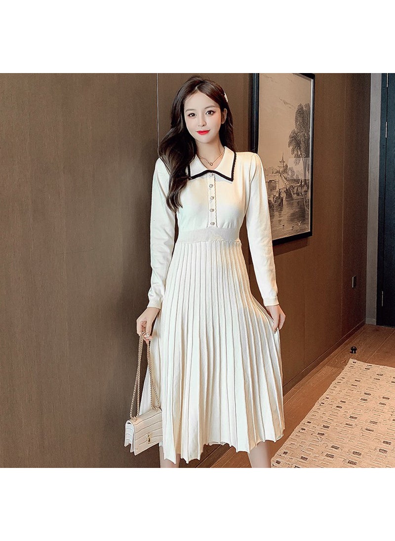 High Quality Elegant Slim Fit Midi Dress Apricot