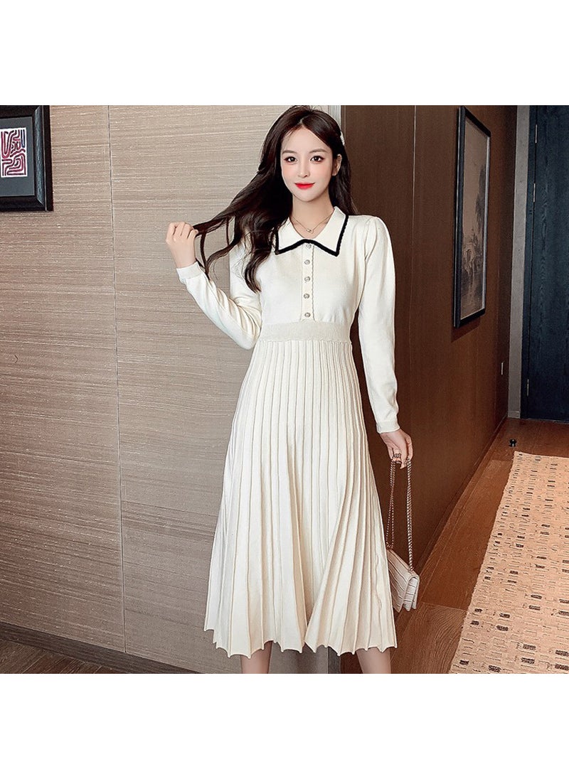 High Quality Elegant Slim Fit Midi Dress Apricot