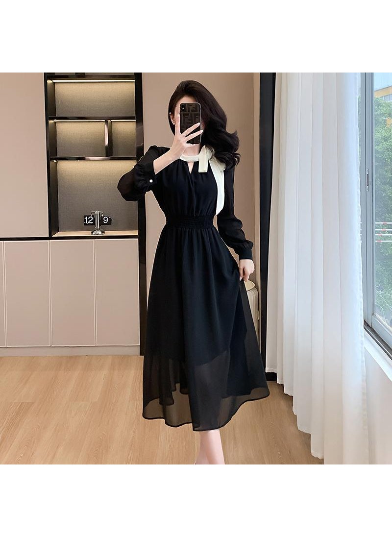 2024 Autumn Chic Long-sleeve Slim Dress Black