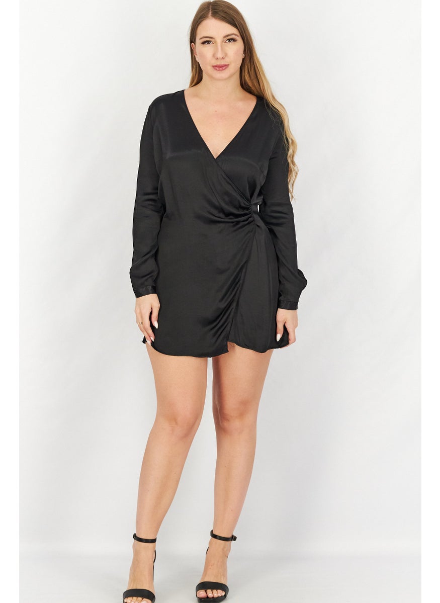 Women Plain Mini Dress, Black