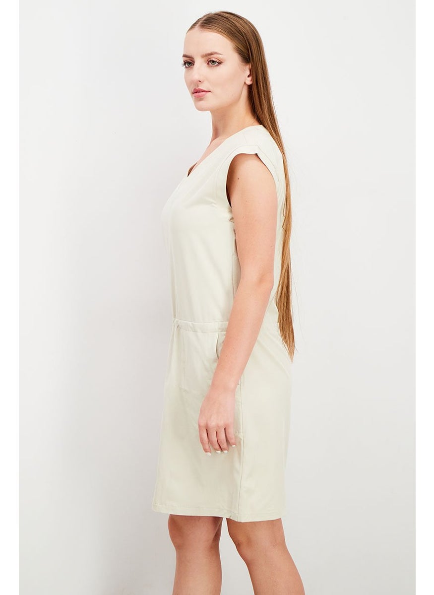 Women Plain Mini Dress, Linen