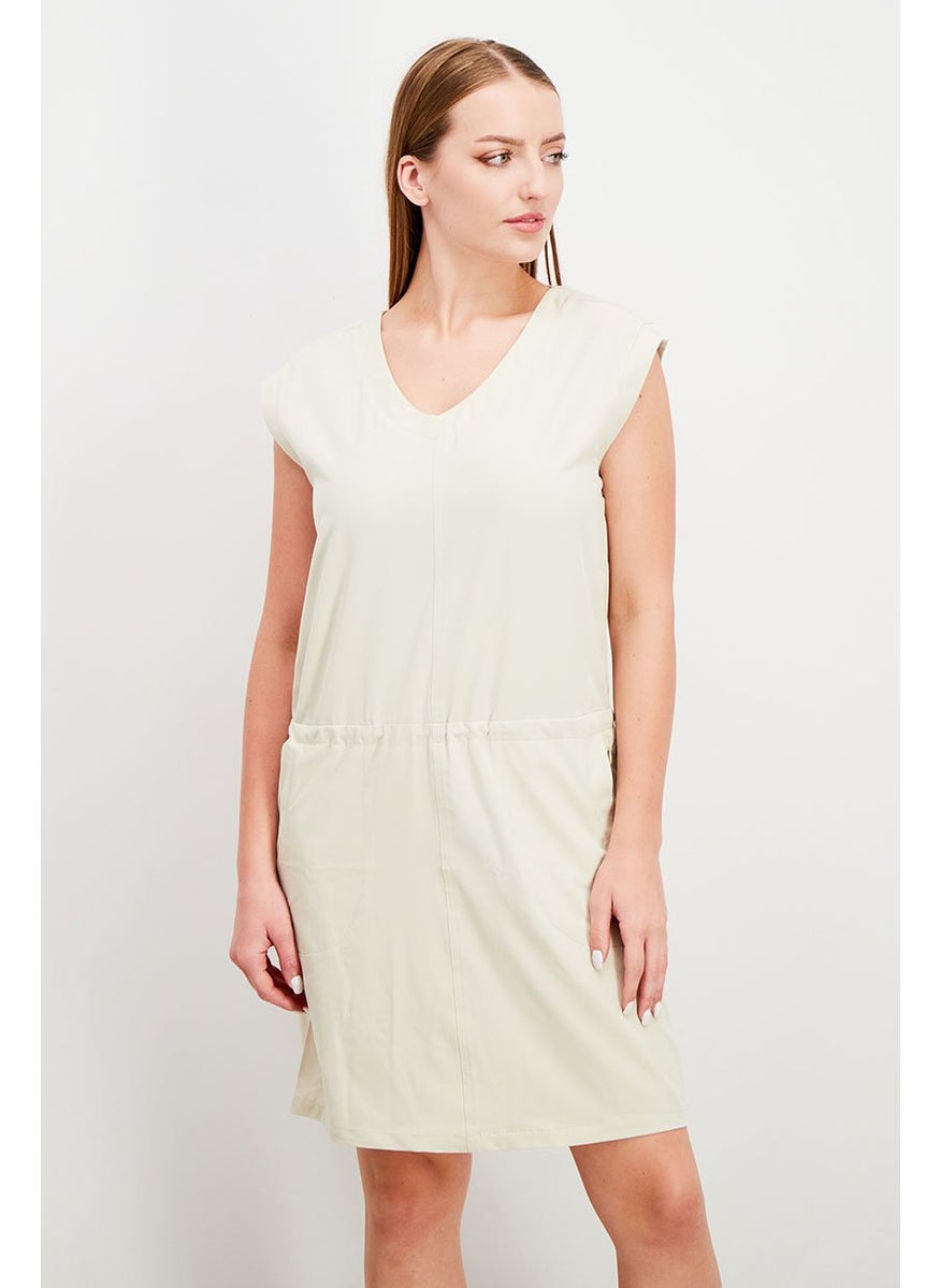 Women Plain Mini Dress, Linen