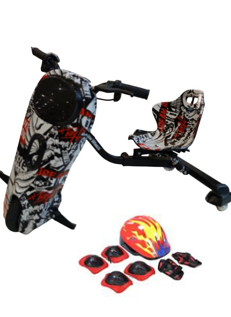 Rohan Wings Kids 36V Drifting 3 Wheel Electric Scooter | 350W Motor | 3 Driving Modes | Bluetooth | Speaker | Lights | Shock Absorber | Safety Gears | 15km/h Speed