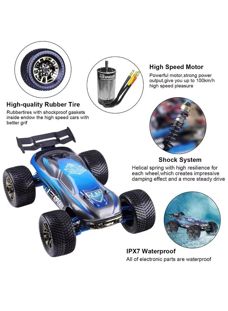 J3 Brushless Motor 100 km Speed RC Car 1/10 4WD Off-road Truggy Waterproof Remote Control Truck Buggy 3S Lipo Battery 4000mAh