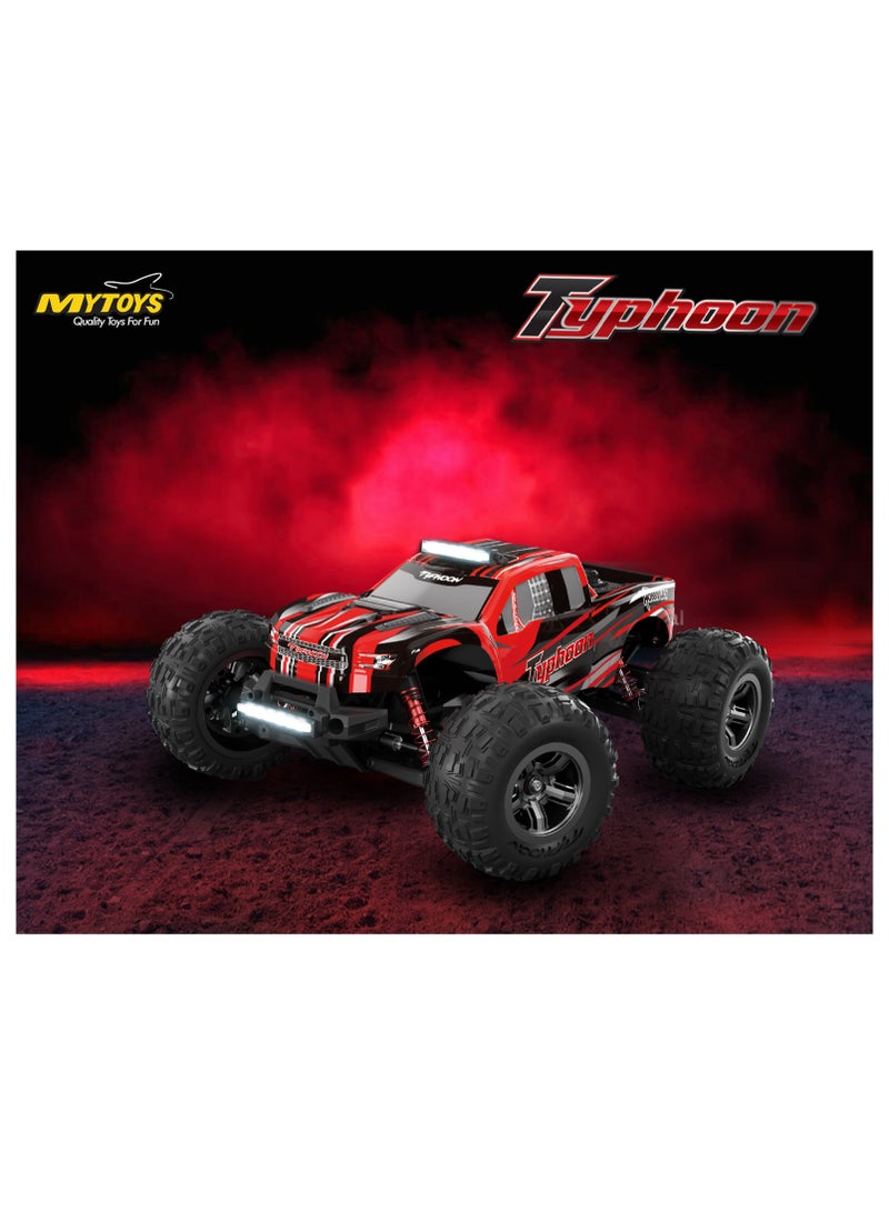 Typhoon 1:10 RC Cars, Hobby Grade 4WD 60+ KM/H Fast Speed Remote Control Truck, All Terrain Off Road Electric Buggy with 2500 mAh Modular Battery for Adults and Boys (Advanced Modding Support)