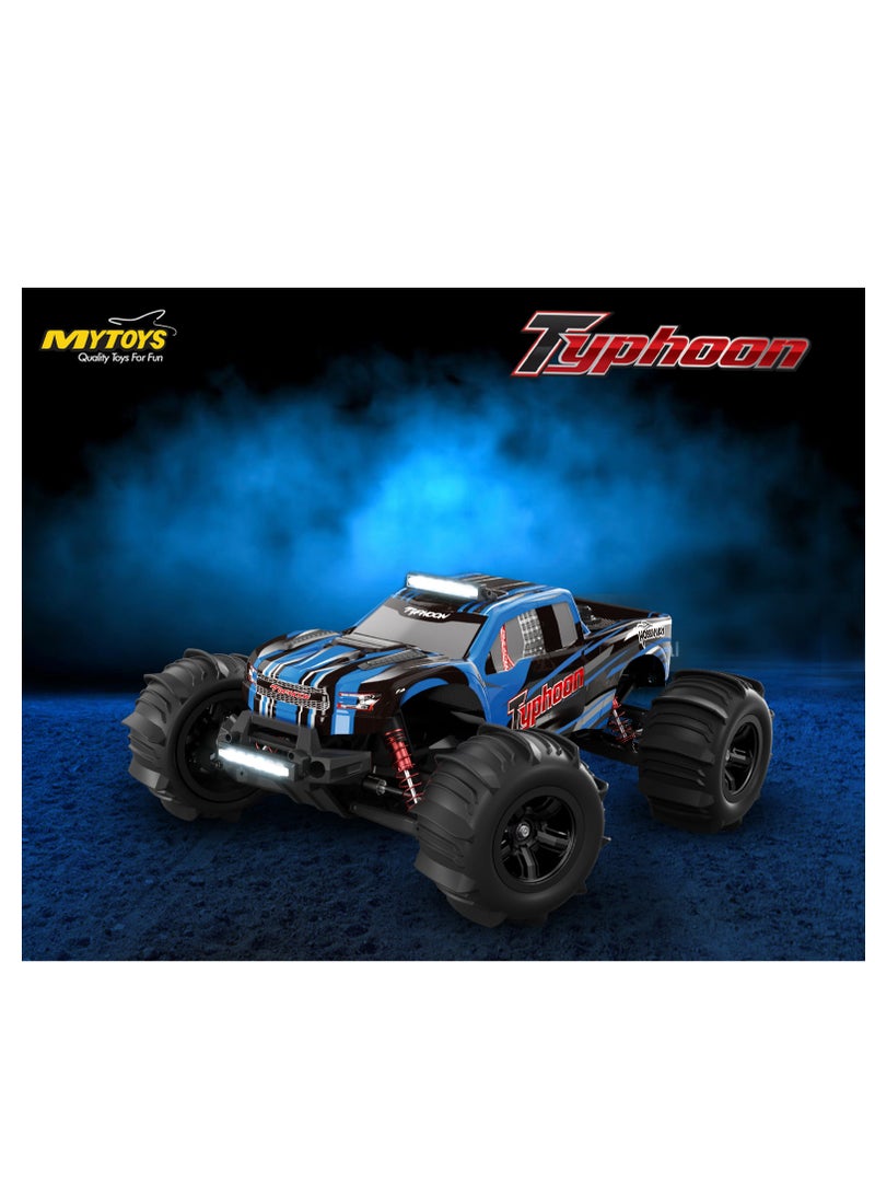 Typhoon 1:10 RC Cars, Hobby Grade 4WD 60+ KM/H Fast Speed Remote Control Truck, All Terrain Off Road Electric Buggy with 2500 mAh Modular Battery for Adults and Boys (Advanced Modding Support)