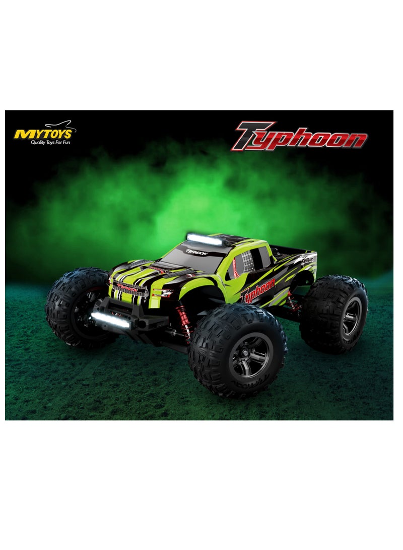 Typhoon 1:10 RC Cars, Hobby Grade 4WD 60+ KM/H Fast Speed Remote Control Truck, All Terrain Off Road Electric Buggy with 2500 mAh Modular Battery for Adults and Boys (Advanced Modding Support)