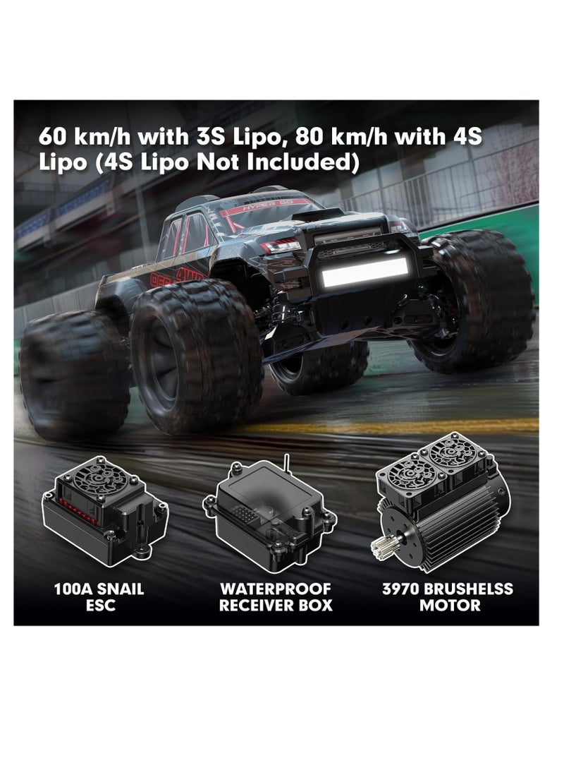 MJX 10208 V2 1/10 RC Trucks 4X4, Brushless RC Cars for Adults Fast 80 km/h, RTR Hobby 3S Electric Powered High Speed RC Car, PC Clipless Body Mounts, RC Truck Compatible with 4S Lipo