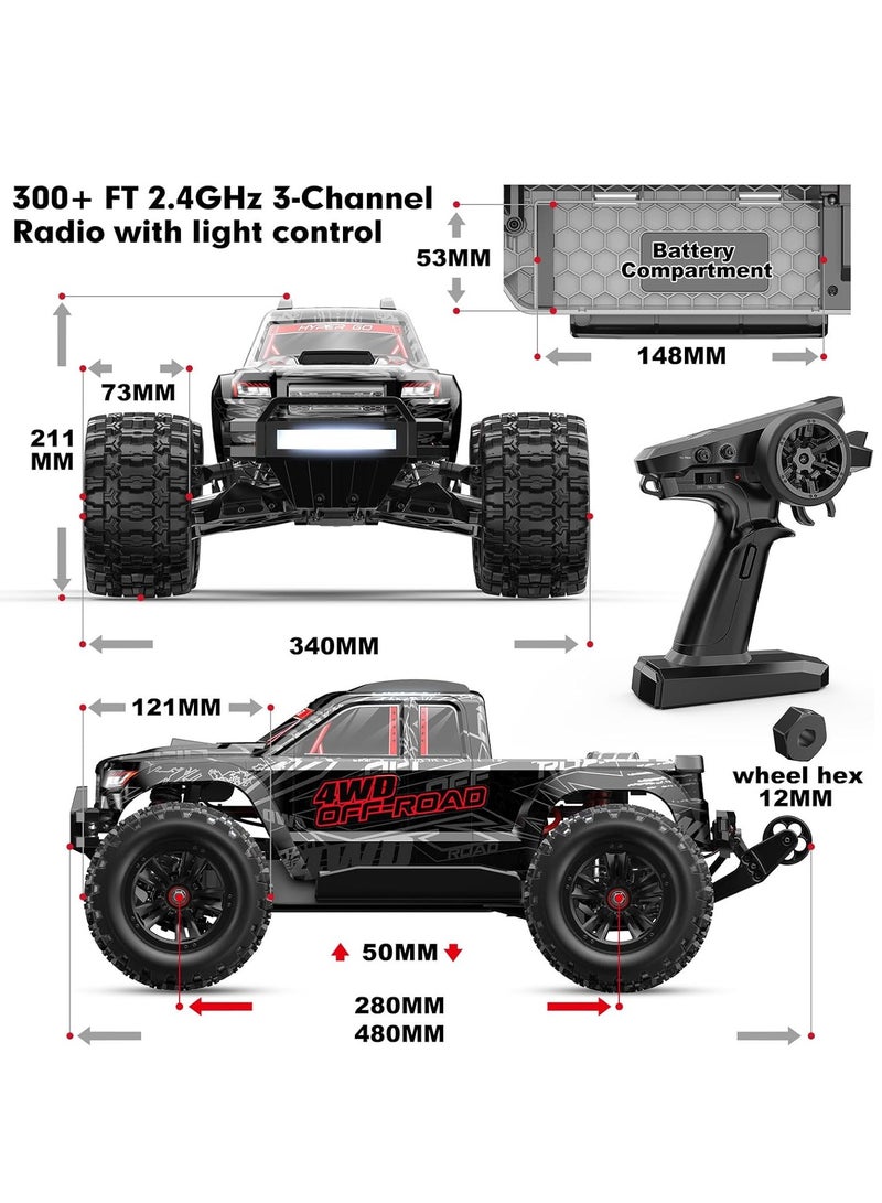 MJX 10208 V2 1/10 RC Trucks 4X4, Brushless RC Cars for Adults Fast 80 km/h, RTR Hobby 3S Electric Powered High Speed RC Car, PC Clipless Body Mounts, RC Truck Compatible with 4S Lipo