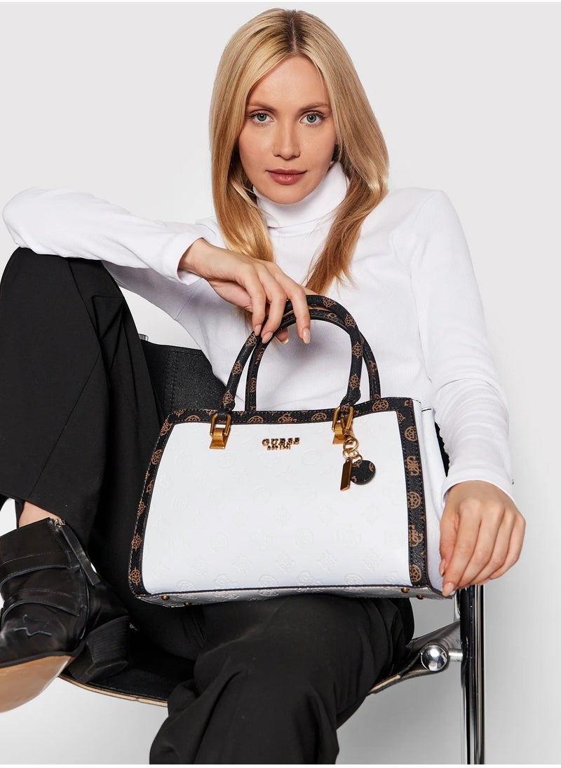 Guess Abey Peony Handbag White Cilento Designer Wear