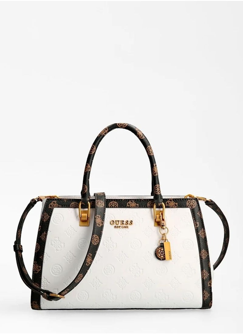 Guess Abey Peony Handbag White Cilento Designer Wear