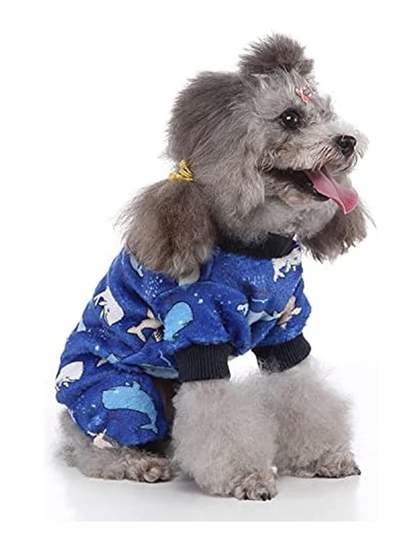 Dog Hoodie, Winter Pajamas Warm Fuzzy Puppy 4 Leg Clothes for Chihuahua Onesies Jumpsuit Clothing for Pet Dogs 2 Pack Soft  for Cold Weather Blue Grey, Medium
