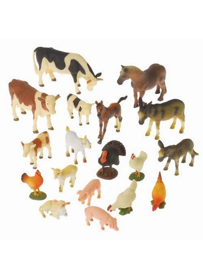 Constructive Playthings Realistic Farm Animal Toys, Age 3 and Up, Set of 18