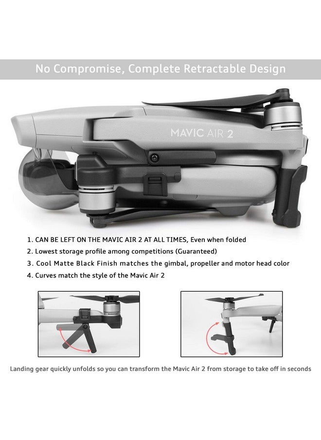 SYMIK Retractable Landing Gear Extension for DJI Air 2S & DJI Mavic Air 2; Completely Foldable Design, Can be Left on The Drone at All Times, Even When Folded; Very Low Storage Profile; Accessories