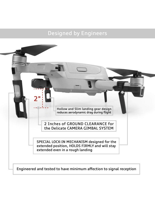 SYMIK Retractable Landing Gear Extension for DJI Air 2S & DJI Mavic Air 2; Completely Foldable Design, Can be Left on The Drone at All Times, Even When Folded; Very Low Storage Profile; Accessories