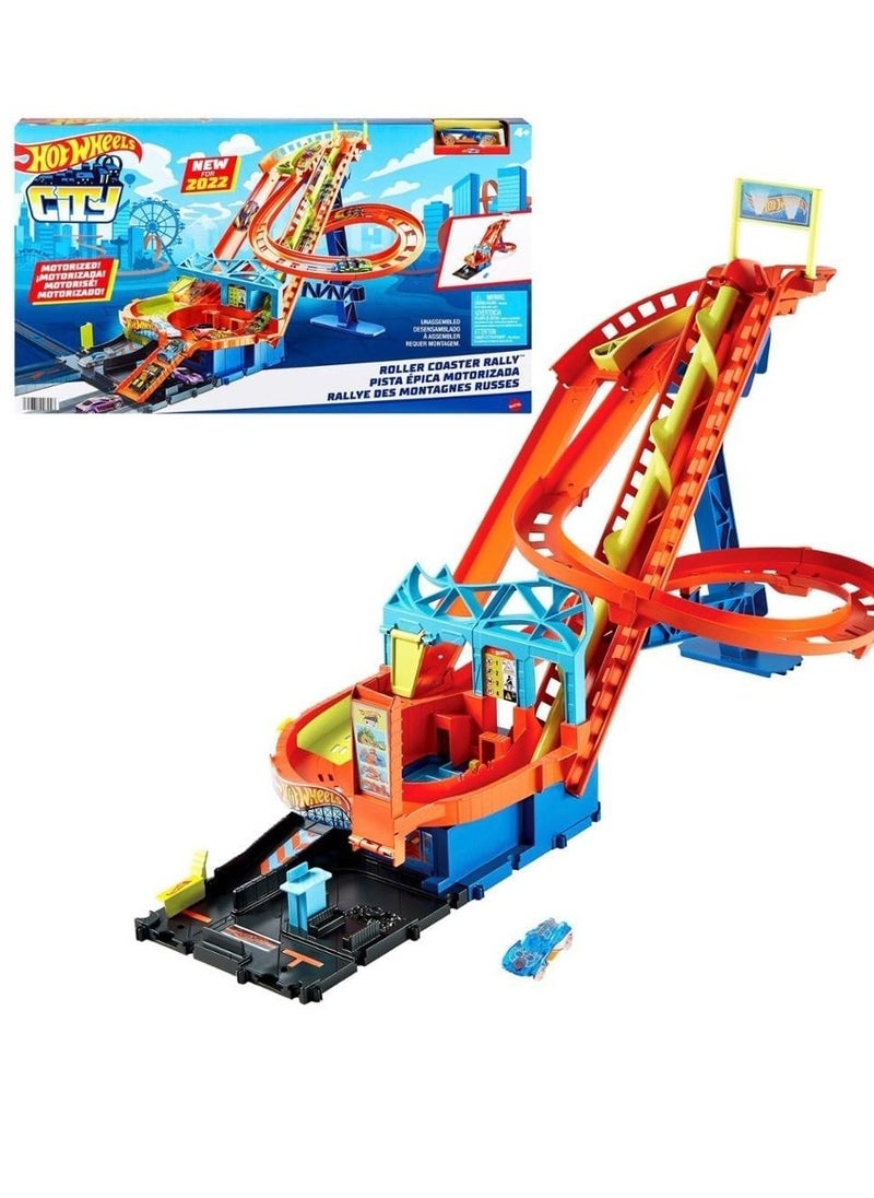 City Roller Coaster Rally Playset, With 1 Hot Wheels Car