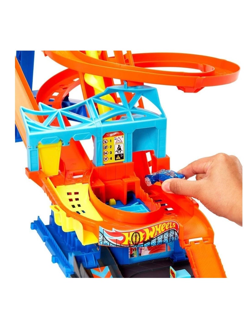 City Roller Coaster Rally Playset, With 1 Hot Wheels Car