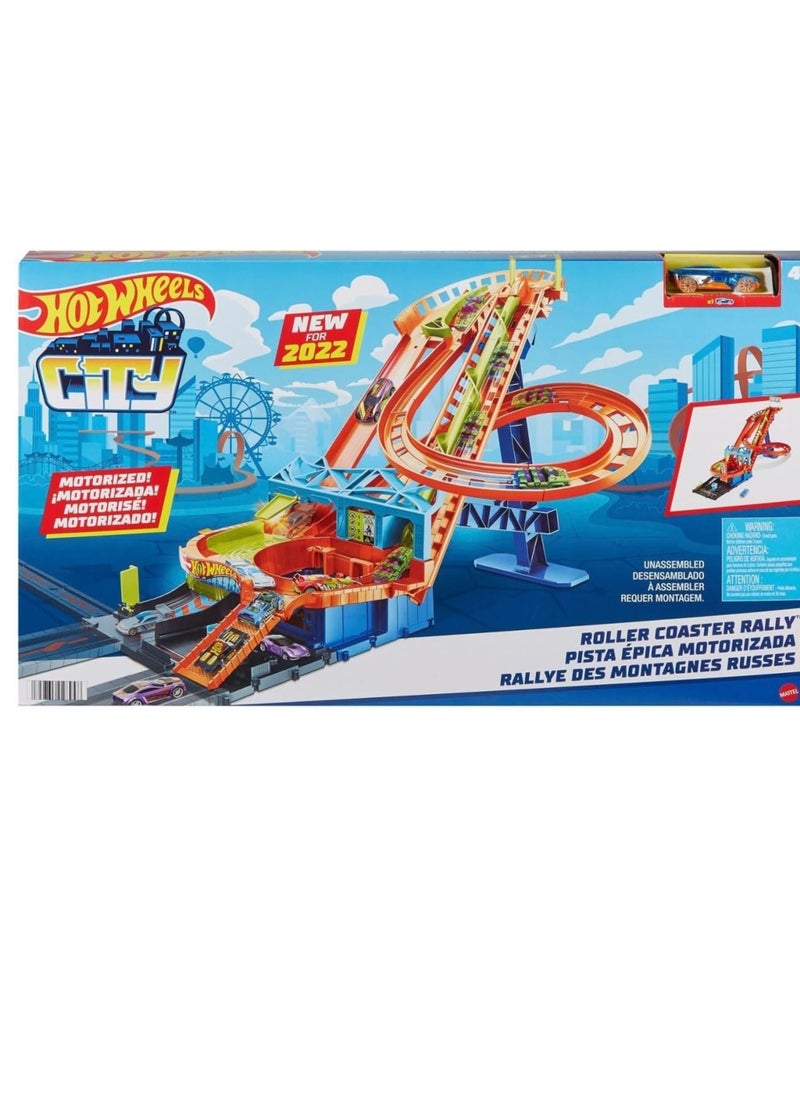 City Roller Coaster Rally Playset, With 1 Hot Wheels Car