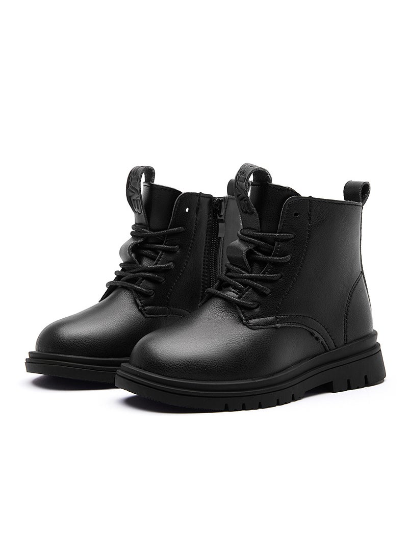 Girls Mid-Calf Leather Boots Autumn Fashion Black MartinGS7670 Black GS7670 Black