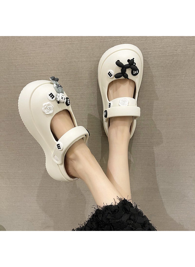 Womens Summer Mary Jane Platform ClogsWhite White