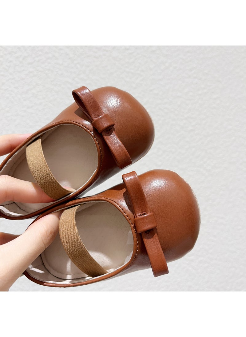 INS autumn baby girl Korean style leather shoes girl princess retro all-match single shoes non-slip soft sole shoes toddler shoesChestnut Brown Chestnut Brown