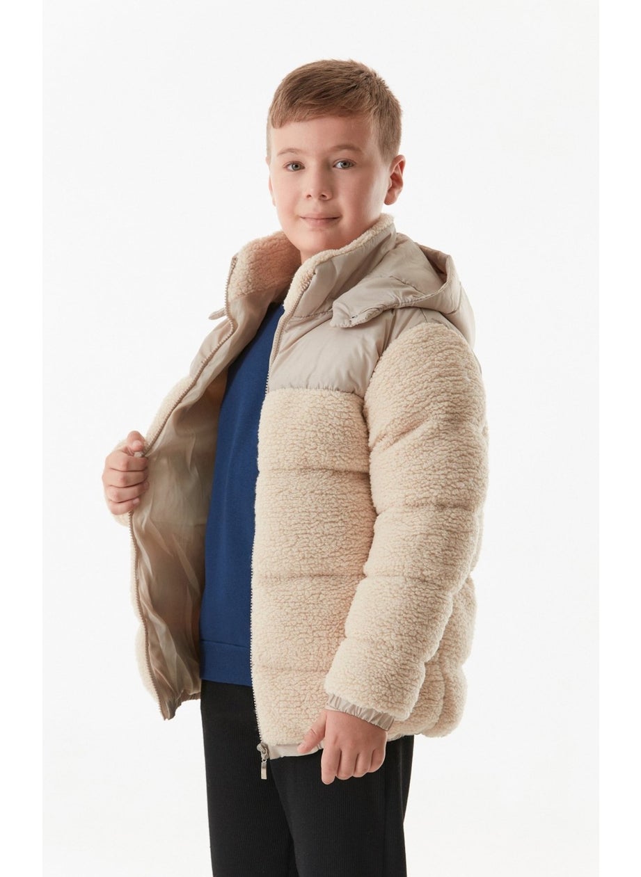 Hooded Boy Plush Coat