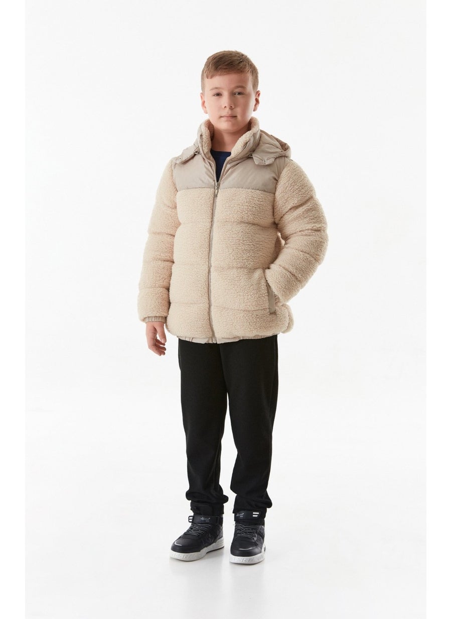 Hooded Boy Plush Coat