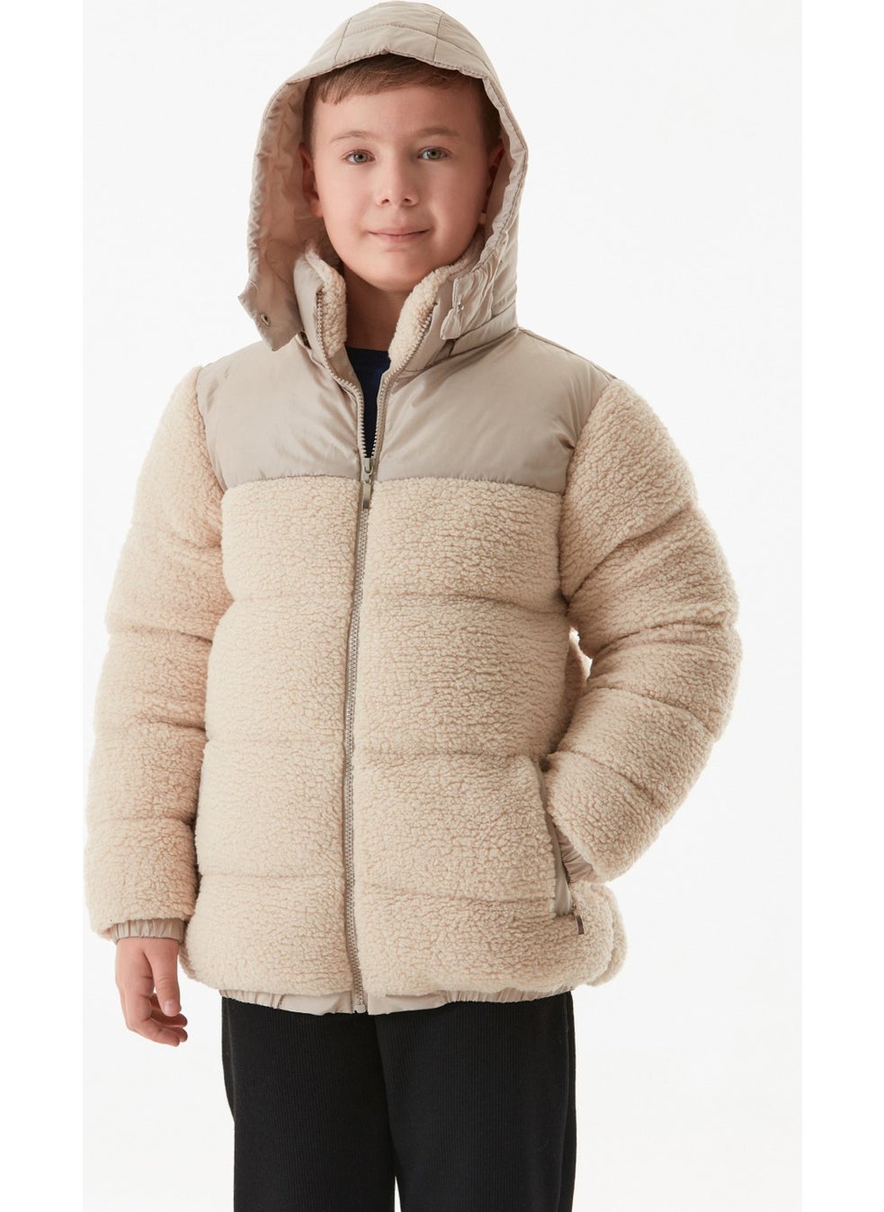 Hooded Boy Plush Coat