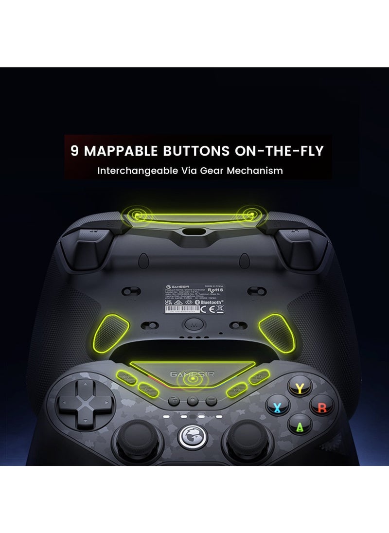 Professional Wireless Gamepad GameSir T3 Pro Tarantula Bluetooth Gaming Controller for Switch/PC/iOS/Android with Charging Dock, Bluetooth 2.4G Wired Controller with Anti-Drift TMR Sticks, 9 Mappable Buttons, RGB Lighting,1200mAh, ABXY Layout Switching