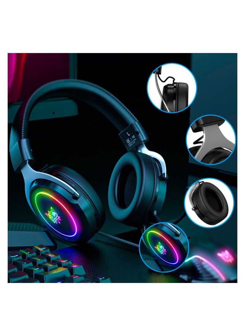 ONIKUMA X10 RGB Wired Gaming Headset with Detachable Mic