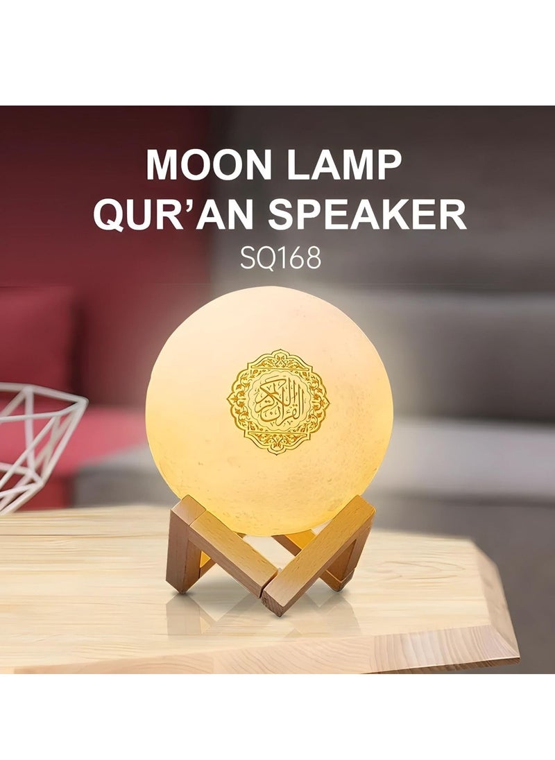 Moon Lamp Quran Speaker with 7-Color LED, Bluetooth App Control, Remote Quran Recitations – Perfect Eid Mubarak & Hajj Gift (SQ-510)