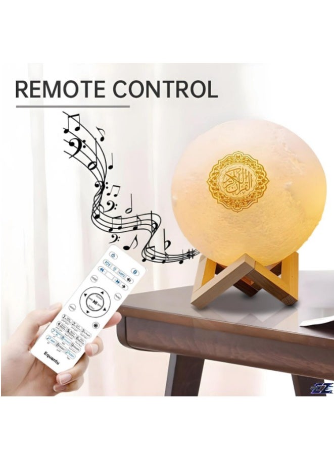 Moon Lamp Quran Speaker with 7-Color LED, Bluetooth App Control, Remote Quran Recitations – Perfect Eid Mubarak & Hajj Gift (SQ-510)