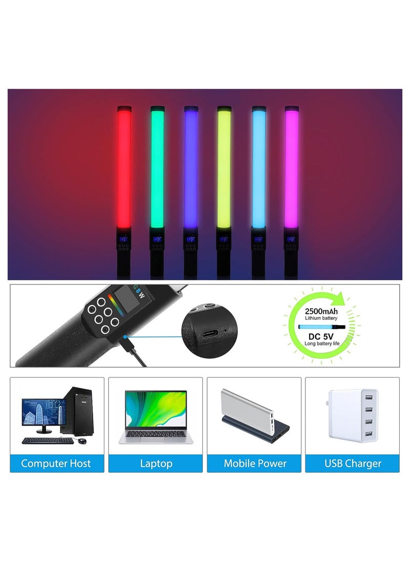 Handheld RGB Light Tube LED Video Light Dimmable 18 Lighting Effects Built-in Battery For Vlog Live Streaming Product Portrait Photography