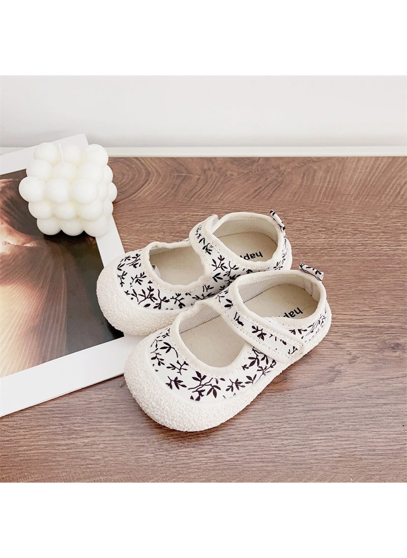 Girls Korean Floral Canvas Shoes Spring/Summer 2024Beige Beige