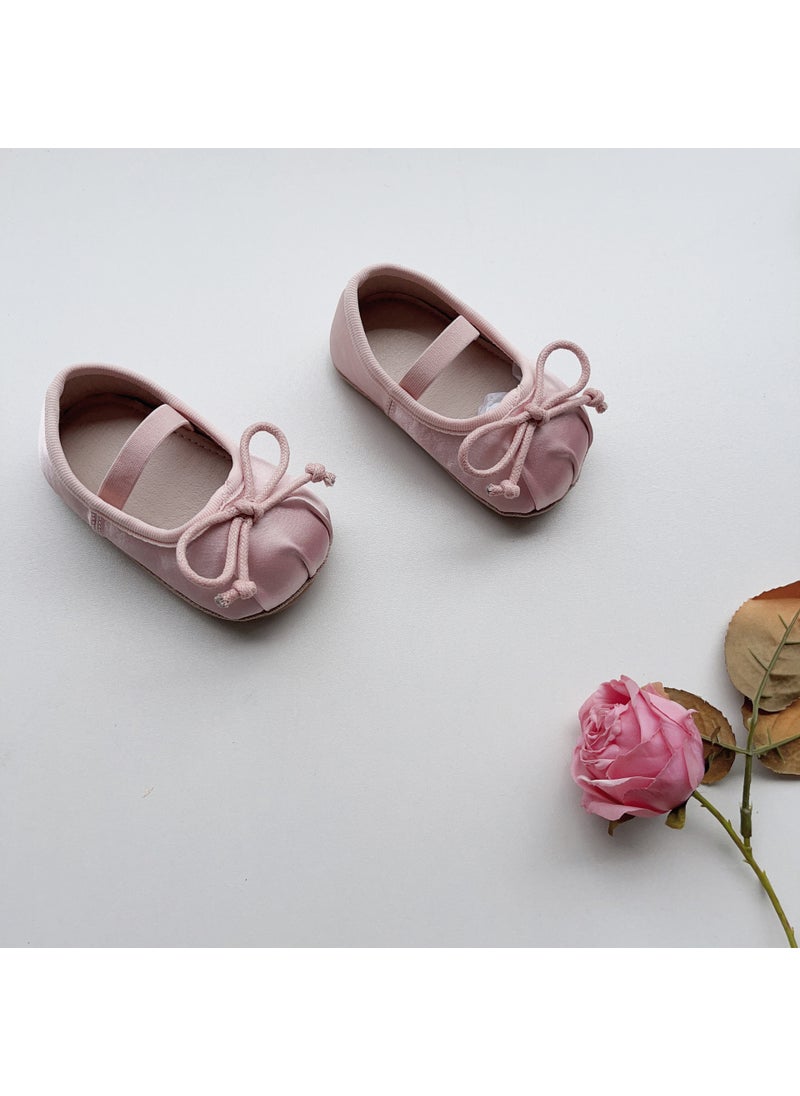 Fall 2023 cute baby girl bowknot single shoes princess girl solid color soft toddler shoes low top small shoesPink Pink