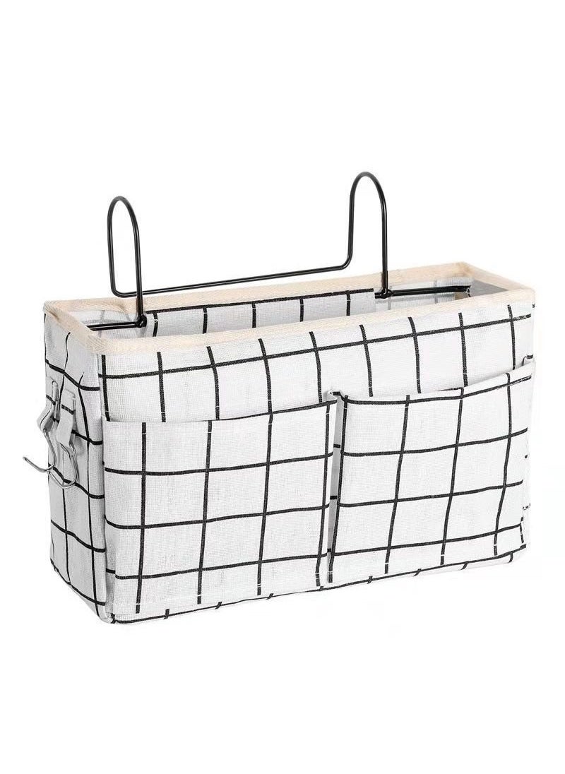 Multi-Purpose Bedside Storage Bag for Dorm RoomWHITE CHECK WHITE CHECK