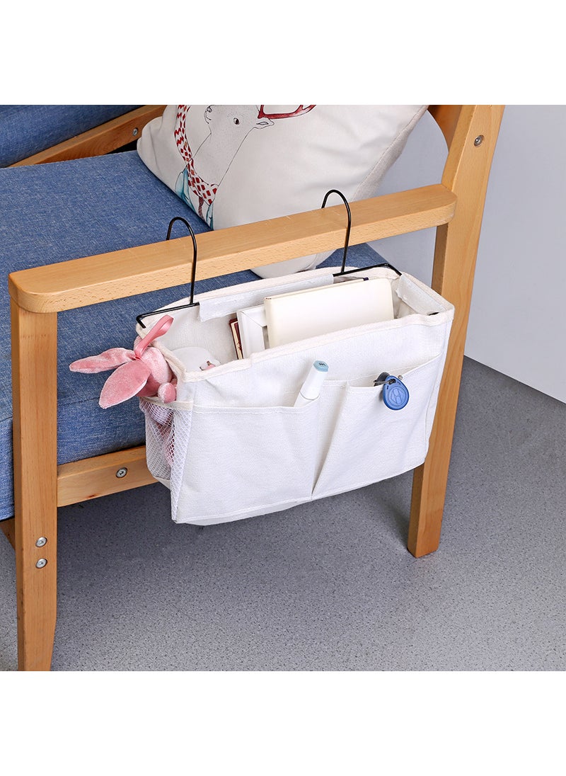 Multi-Purpose Bedside Storage Bag for Dorm RoomWhite White