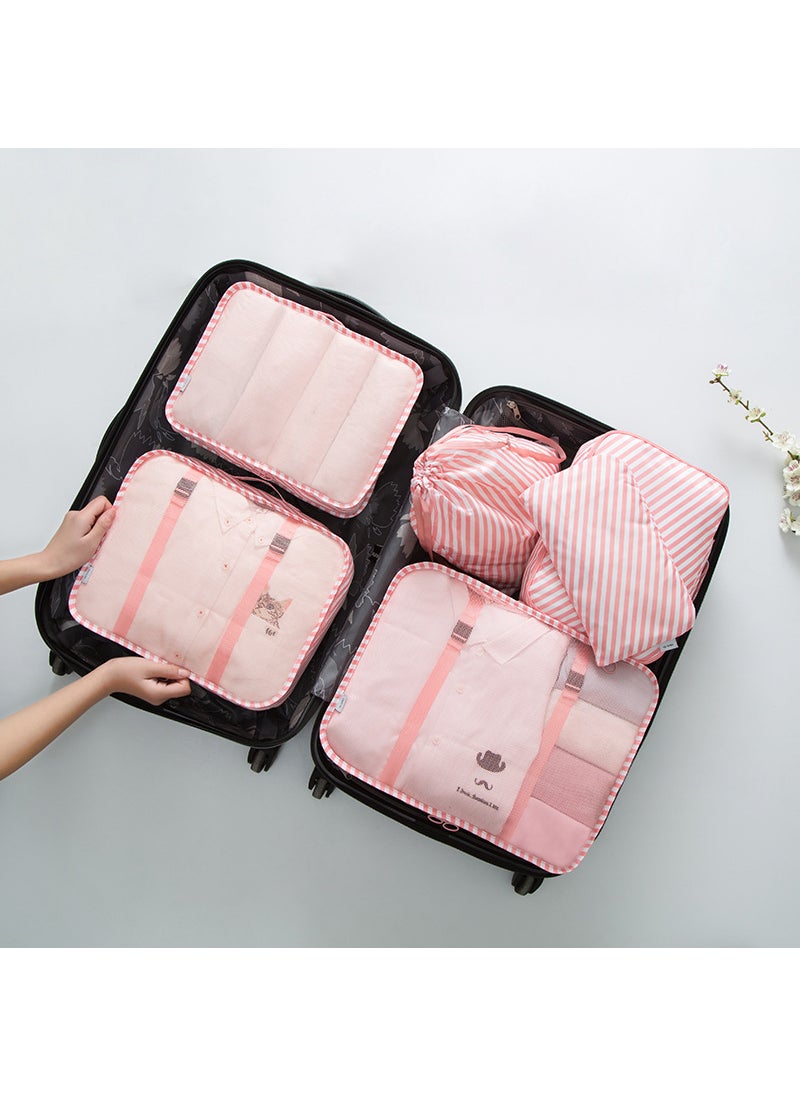 Waterproof Travel Organizer Set 6-8Pcs6-Piece Set pink stripes 6-Piece Set pink stripes