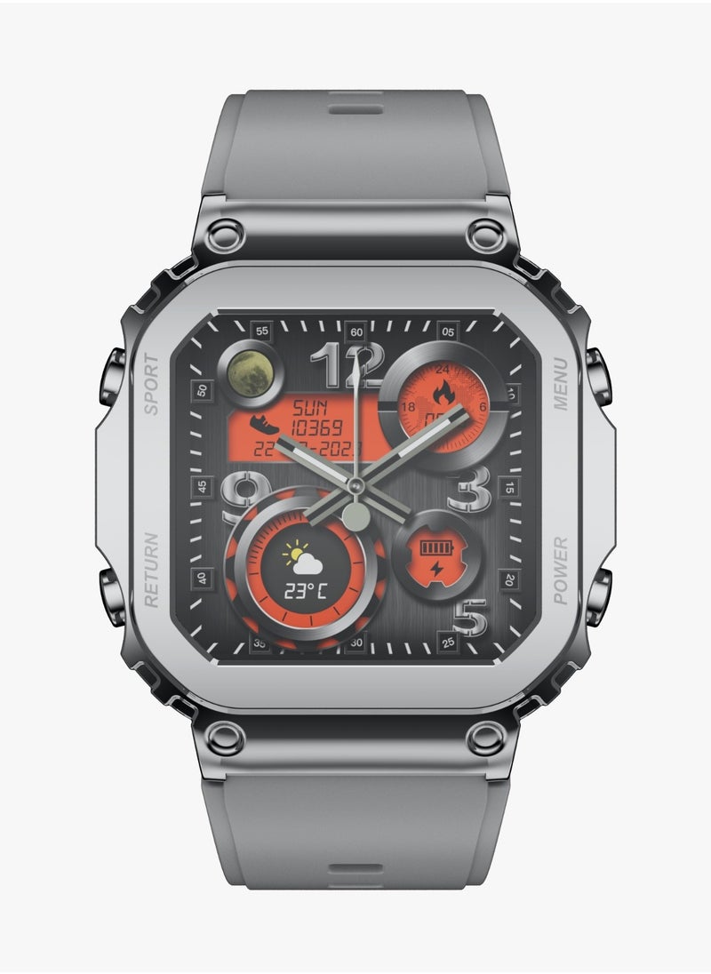 Nomad Vintage Smart Watch with Silver Dial and Metal & Silicone Straps / Voice Assistant / Camera Shutter / Music Control / Bluetooth Calling & Find My Phone - Silver