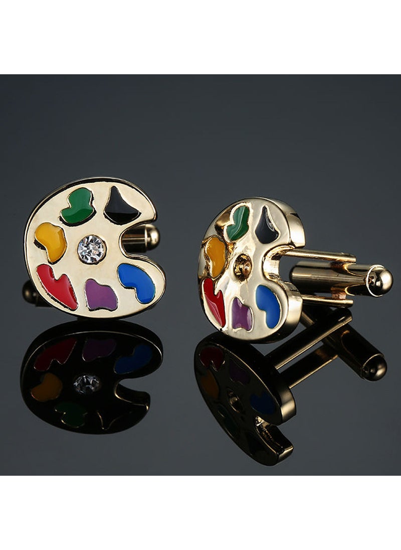 Elegant Crystal Zircon Cufflinks for Men Silver pattern