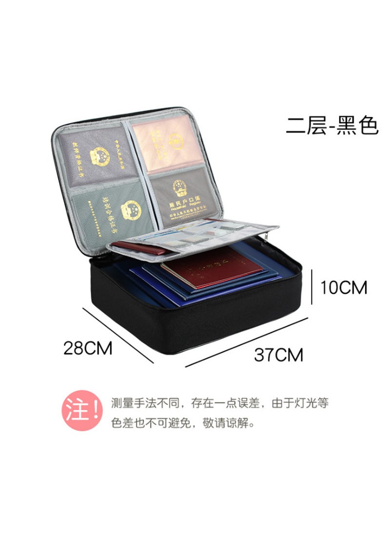 Waterproof Travel Document Storage Bag Large Capacity Household Certificate Document Storage Bag File Arrangement Card Passport BagBlack without lock on the second floor Black without lock on the second floor