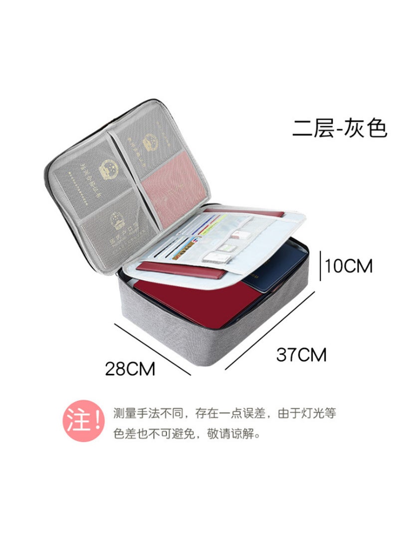 Waterproof Travel Document Storage Bag Large Capacity Household Certificate Document Storage Bag File Arrangement Card Passport BagGray without lock on the second floor Gray without lock on the second floor