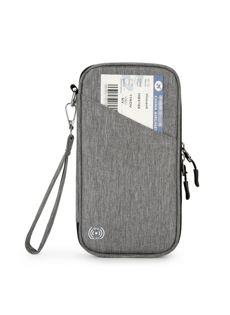 Slim RFID-blocking Passport Wallet OrganizerGray Gray