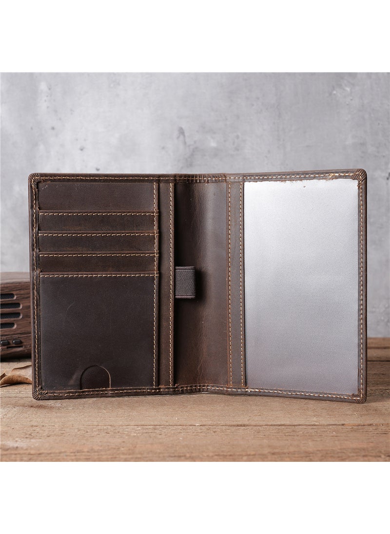 Vintage Leather Passport Wallet Multifunction Card HolderDark brown Dark brown