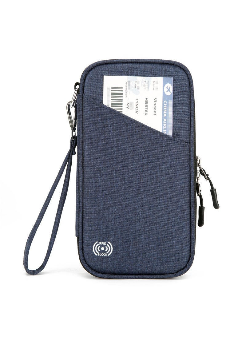 Slim RFID-blocking Passport Wallet OrganizerBlue Blue