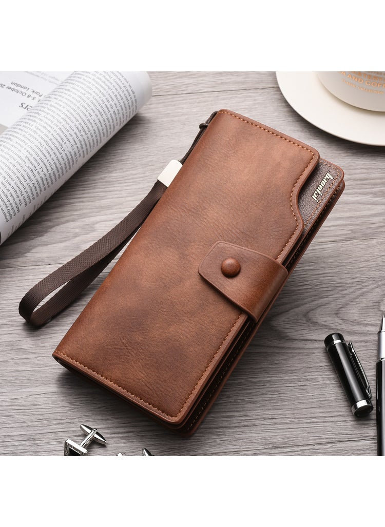 In Stock Mens Wallet Long Zipper Multifunctional Handbag Card Bag Wallet Mobile Phone Bag Mens Wallet Multi-Card SlotRetro Brown Retro Brown